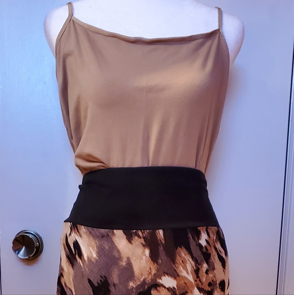 XL Set Long Skirt an Strap Top Black/Tan/White/Gray